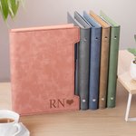 Personalised Engraved Monogrammed Leather Refillable Binder Notebook and Pen Set with 160 Lined Pages Birthday Gift for Family Friend Business Staff