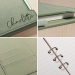 Personalised Engraved Monogrammed Leather Refillable Binder Notebook and Pen Set with 160 Lined Pages Birthday Gift for Family Friend Business Staff