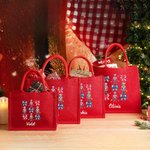 Personalized Bow Nutcracker Red Reusable Jute Tote Bag with Name Birthday Christmas Party Gift for Friend Family