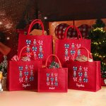 Personalized Bow Nutcracker Red Reusable Jute Tote Bag with Name Birthday Christmas Party Gift for Friend Family