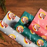 Personalized Classic Snowflake Holiday Face Photo Wrapping Paper Christmas Birthday Gift for Family