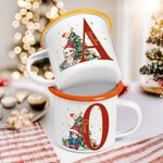 Personalised Christmas Tree Cartoon Character Initial 12oz Enamel Cup with Name Birthday Christmas Gift for Kids