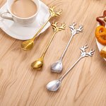 Personalized Food Grade Stainless Steel Reindeer Shape 2 Pcs Tea Spoon with Engraved Name Christmas Home Decor Gift for Family