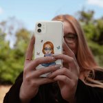 Personalized Cartoon Character Butterfly Birth Flower Bouquet Phone Case for iPhone with Name Mother's Day Birthday Gift for Women