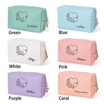 Personalized Birth Flower Stethoscope Design Leather Makeup Bag with Name Portable Travel Essentials Birthday Gift for Nurse Medical Staff