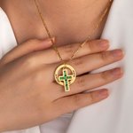 Gepersonaliseerde Unisex Geboortesteen Kruis Meerdere Namen Cirkel Hanger Halsketting Gegraveerd Geloofssieraden Verjaardag Doop Kerstcadeau voor Papa