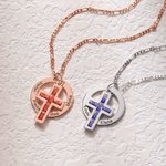 Gepersonaliseerde Unisex Geboortesteen Kruis Meerdere Namen Cirkel Hanger Halsketting Gegraveerd Geloofssieraden Verjaardag Doop Kerstcadeau voor Papa