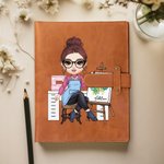 Carnet de Notes A5 Personnalisé avec Nom Personnage et Pochette Couverture en Cuir et 50 Pages Cadeau Anniversaire pour Amateurs de Peinture