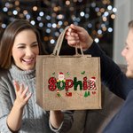 Your Christmas Magic Woven with Cheer - Personalised Name Jute Tote Bag