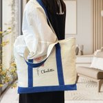 Sac de Plage Écologique Personnalisé avec Fleurs de Naissance et Nom Cadeau d'Anniversaire Remerciement pour Femmes et Filles