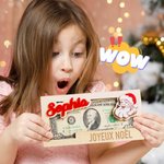 Porte-Billets en Bois Personnalisé avec Texte Gravé Cadeau de Noël Fêtês de la Fin d'Année pour Enfant Famille