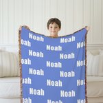 Couverture personnalisée à franges en forme de nuage de mots multicolores avec noms Cadeau d'anniversaire et de Noël pour les enfants et la famille