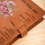 Personnalisé Dieu dit que vous êtes Bible Fleur de naissance portable A5 Couverture de carnet de notes en cuir avec pochette Anniversaire Cadeau d'inspiration pour les femmes Étudiants