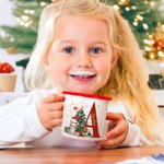 Personalised Christmas Tree Cartoon Character Initial 12oz Enamel Cup with Name Birthday Christmas Gift for Kids