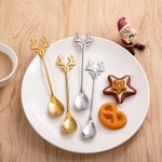 Personalized Food Grade Stainless Steel Reindeer Shape 2 Pcs Tea Spoon with Engraved Name Christmas Home Decor Gift for Family