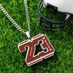 Collier Acier Inoxydable Personnalisé avec Prénom et Chiffre Cadeau pour Amateur de Football Américain
