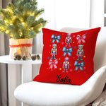 Personalized Coquette Bow Classic Nutcracker Soft Throw Pillow Cover Home Decor Christmas Gift for Family
