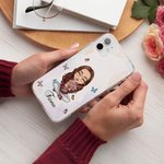 Personalized Cartoon Character Butterfly Birth Flower Bouquet Phone Case for iPhone with Name Mother's Day Birthday Gift for Women