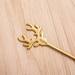Personalized Food Grade Stainless Steel Reindeer Shape 2 Pcs Tea Spoon with Engraved Name Christmas Home Decor Gift for Family