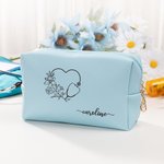 Personalized Birth Flower Stethoscope Design Leather Makeup Bag with Name Portable Travel Essentials Birthday Gift for Nurse Medical Staff
