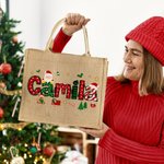 Your Christmas Magic Woven with Cheer - Personalised Name Jute Tote Bag