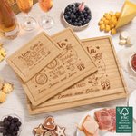 Planche à découper en bambou FSC gravée avec rainure pour le jus de fruit Cadeau de pendaison de crémaillère pour la famille et les amis