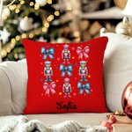 Personalized Coquette Bow Classic Nutcracker Soft Throw Pillow Cover Home Decor Christmas Gift for Family