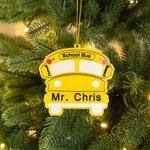 Personalised School Bus Design Double-sided Acrylic Ornament with Name Holiday Tree Decor Christmas Appreciation Gift for School Bus Driver