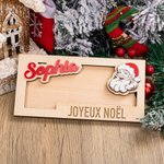 Porte-Billets en Bois Personnalisé avec Texte Gravé Cadeau de Noël Fêtês de la Fin d'Année pour Enfant Famille