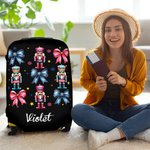 Personalizzato Coquette Bow Classic Schiaccianoci Custodia protettiva per valigie da 18-32 pollici con nome Accessori di viaggio di Natale regalo per le donne