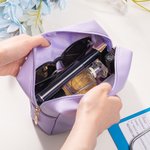 Personalized Birth Flower Stethoscope Design Leather Makeup Bag with Name Portable Travel Essentials Birthday Gift for Nurse Medical Staff