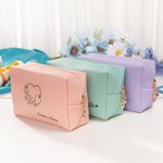 Personalized Birth Flower Stethoscope Design Leather Makeup Bag with Name Portable Travel Essentials Birthday Gift for Nurse Medical Staff