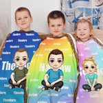 Personalized Gradient Color Cute Cartoon Character Fringed Soft Throw Blanket with Name Home Decor Birthday Christmas Gift
