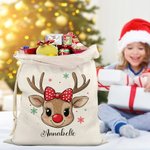 Personlig ren snöflinga säck dragsko godispåse med namn julfest gynna gåva för barn familj