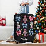 Personalizzato Coquette Bow Classic Schiaccianoci Custodia protettiva per valigie da 18-32 pollici con nome Accessori di viaggio di Natale regalo per le donne