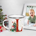 Personalised Christmas Tree Cartoon Character Initial 12oz Enamel Cup with Name Birthday Christmas Gift for Kids