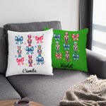 Personalized Coquette Bow Classic Nutcracker Soft Throw Pillow Cover Home Decor Christmas Gift for Family