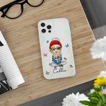 Personalized Cartoon Character Butterfly Birth Flower Bouquet Phone Case for iPhone with Name Mother's Day Birthday Gift for Women