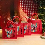 Personalized Glitter Christmas Elk Eco-friendly Red Jute Tote Bag with Name Christmas Gift for Friend Family