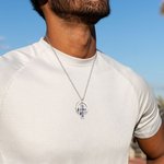 Gepersonaliseerde Unisex Geboortesteen Kruis Meerdere Namen Cirkel Hanger Halsketting Gegraveerd Geloofssieraden Verjaardag Doop Kerstcadeau voor Papa