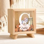 Gepersonaliseerde Schattige Houten Bosdieren Spaarpot met Naam en Initiaal Verjaardags Kinderdag Cadeau Bureau Decoratie voor Jongens Meisjes