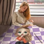 Personnalisé Personnalisé Cartoon Character Checkered Lightning Design Soft Throw Blanket avec Multiple Names Home Decor Birthday Gift Boys Girls
