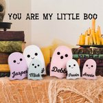 Personlig Flerfärgad Söt Spöke Skrivbordsprydnad med Namn Halloween Heminredning Present till Familj