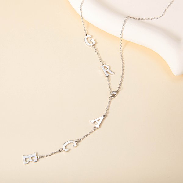 Spersonalizowany naszyjnik Dainty Lariat Y Letter Drop z imieniem Minimalistyczna biżuteria Urodzinowy prezent rocznicowy dla kobiet