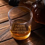 Personalized I Mean Happy Retirement 10oz Whiskey Glass with Engraved Text Funny Retirement Birthday Gift for Family Friends