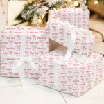 Personalized Pink Coquette Bow Wrapping Paper with Name Birthday Christmas DIY Craft Gift Packaging Gift for Women Girls