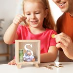 Gepersonaliseerde Schattige Houten Bosdieren Spaarpot met Naam en Initiaal Verjaardags Kinderdag Cadeau Bureau Decoratie voor Jongens Meisjes