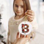 Personalizzato carino Natale Elf floreale iniziale ceramica Ornamento di Natale con nome Albero di Natale Decor regalo per gli amici della famiglia