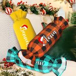 Gepersonaliseerde veelkleurige kerstmuts naam snoep vorm zacht kussen inzet Set Home Decor Kerstcadeau voor familie