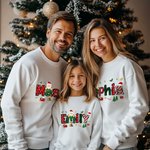 Personalised Lovely Christmas Family Matching T-shirt Sweatshirt Baby Bodysuit with Name Garment Merry Christmas Gift for Family